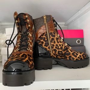 MICHAEL MICHAEL KORS Khloe Mixed-Media Combat Boot
